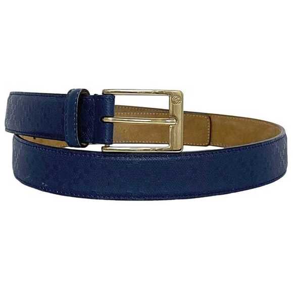 GUCCI Accessories - Gucci Belt Navy Interlocking Diamante 525040 30mm Waist Leather GUCCI GG Squa...